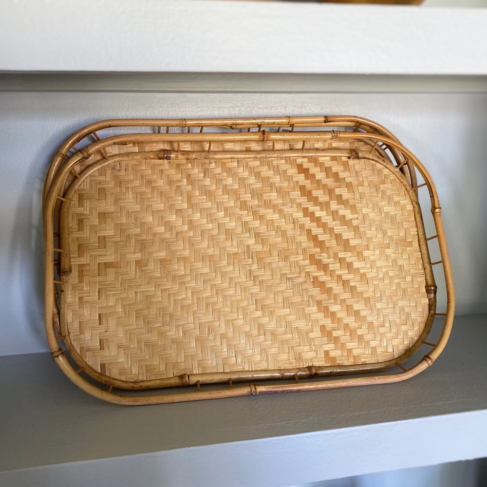 Set of 3 Bamboo and Wood Trays